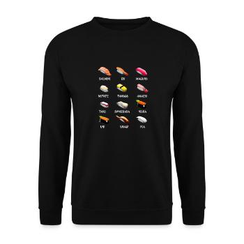 Sushi Varieties Kawaii Japanese Food Japan - Unisex Sweatshirt - black - Front - Alina (178cm) & Michal (187cm)