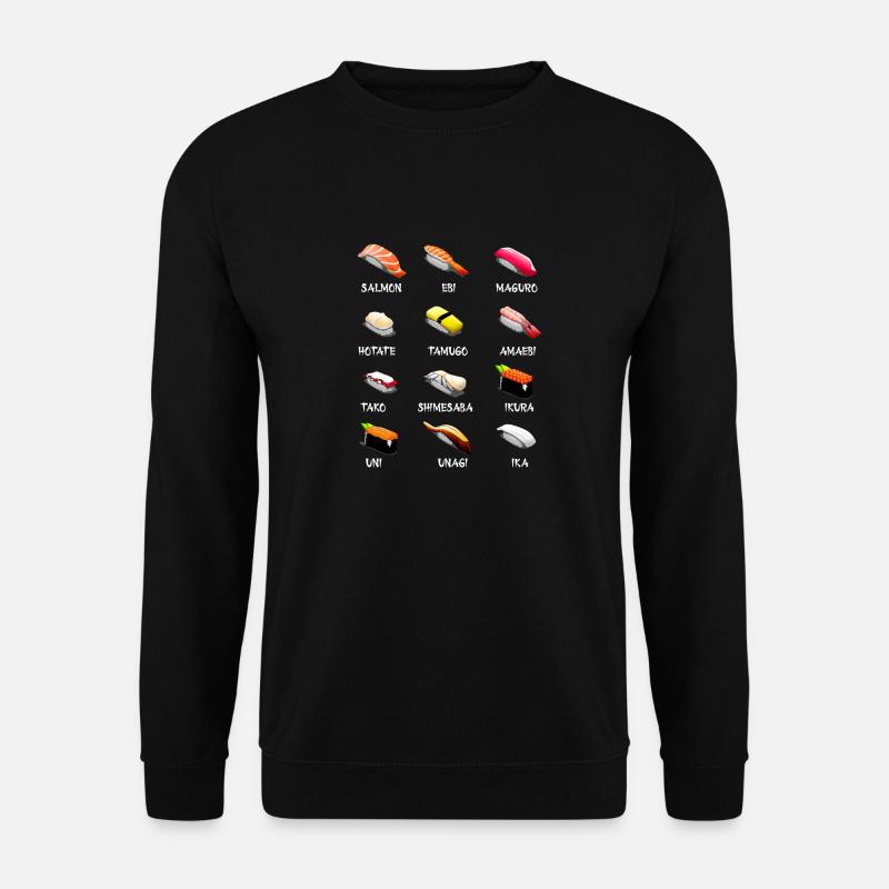 Sushi Sorten Kawaii Japanisch Essen Japan - Unisex Pullover - Schwarz