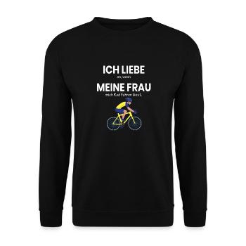 MTB Mann Downhill Lustig Bike outfit Biker - Unisex Pullover - Schwarz - Vorne - Alina (178cm) & Michal (187cm)