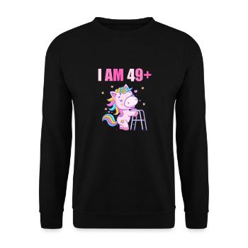 50 ans de licorne J’ai 49 ans+ 50 ans - Sweat-shirt Unisexe - noir - Devant - Alina (178cm) & Michal (187cm)