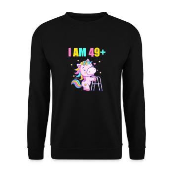 50 ans de licorne J’ai 49 ans+ 50 ans - Sweat-shirt Unisexe - noir - Devant - Alina (178cm) & Michal (187cm)