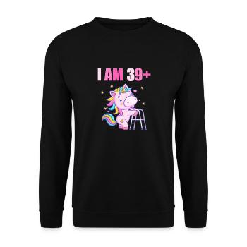 40 ans de licorne J’ai 39 ans+ 40 ans - Sweat-shirt Unisexe - noir - Devant - Alina (178cm) & Michal (187cm)