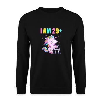 30 ans de licorne J’ai 29 ans+ 30 ans - Sweat-shirt Unisexe - noir - Devant - Alina (178cm) & Michal (187cm)