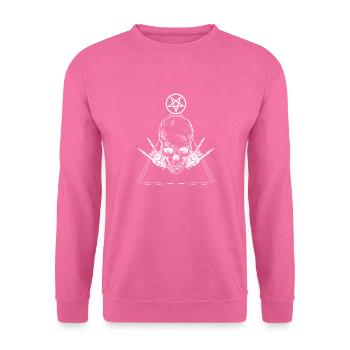 Métal avec croix de satan tête de mort et devil Horn - Sweat-shirt Unisexe - rose - Devant