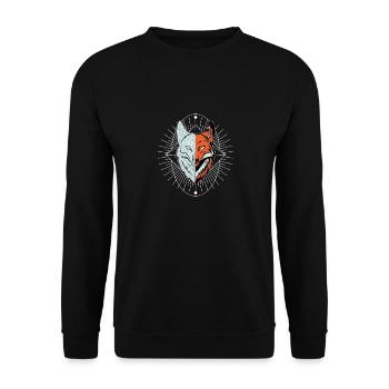 Fuchs Geometrisch Natur - Unisex Pullover - Schwarz - Vorne - Alina (178cm) & Michal (187cm)