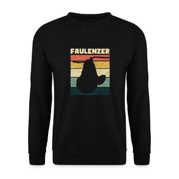 Faulenzer Faultier Spruch - Unisex Pullover - Schwarz - Vorne - Alina (178cm) & Michal (187cm)