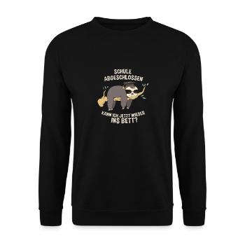 Schulabschluss Hauptschule Realschule Faultier - Unisex Pullover - Schwarz - Vorne - Alina (178cm) & Michal (187cm)