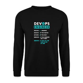Ingénieur DevOps Cloud Computing Taux horaire - Sweat-shirt Unisexe - noir - Devant - Alina (178cm) & Michal (187cm)