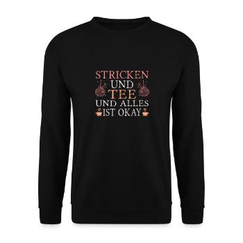 Stricken und Tee - Unisex Pullover - Schwarz - Vorne - Alina (178cm) & Michal (187cm)