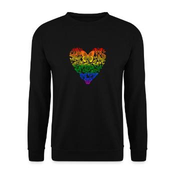 Papillons coeur love LGTBQ - Sweat-shirt Unisexe - noir - Devant - Alina (178cm) & Michal (187cm)
