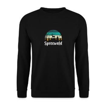 Spreewald Brandenburg Wald Wandern Geschenkidee - Unisex Pullover - Schwarz - Vorne - Alina (178cm) & Michal (187cm)