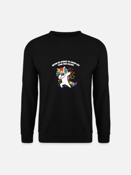 Lesben Motiv mit Spruch lesbisch CSD Regenbogen - Unisex Pullover - Schwarz