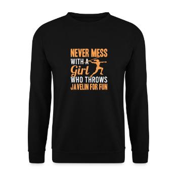 Girl Throwing Javelin Women Track And Field - Sweat-shirt Unisexe - noir - Devant - Alina (178cm) & Michal (187cm)