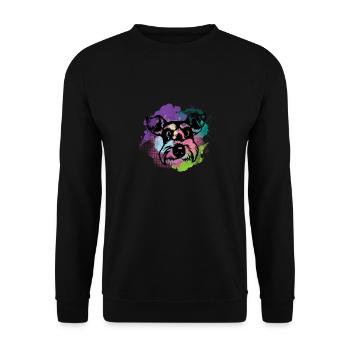 Dog Lover I Splash Art Miniature Schnauzer - Unisex Pullover - Schwarz - Vorne - Alina (178cm) & Michal (187cm)