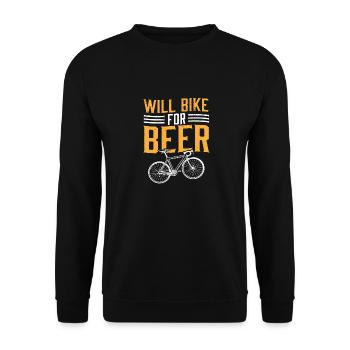 Will Bike For Beer Cycling Lover - Unisex Pullover - Schwarz - Vorne - Alina (178cm) & Michal (187cm)