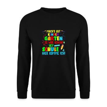 Kinder Einschulung Schulkind 2022 Erster Schultag - Unisex Pullover - Schwarz - Vorne - Alina (178cm) & Michal (187cm)