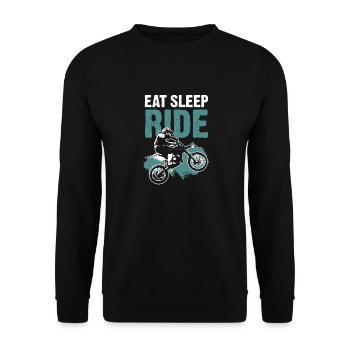 Eat sleep Ride Motocross - Unisex Pullover - Schwarz - Vorne - Alina (178cm) & Michal (187cm)