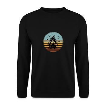 Lagerfeuer Camping Campen - Unisex Pullover - Schwarz - Vorne - Alina (178cm) & Michal (187cm)