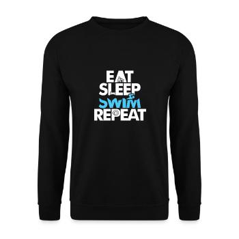 Schwimmen schlafen essen - Unisex Pullover - Schwarz - Vorne - Alina (178cm) & Michal (187cm)