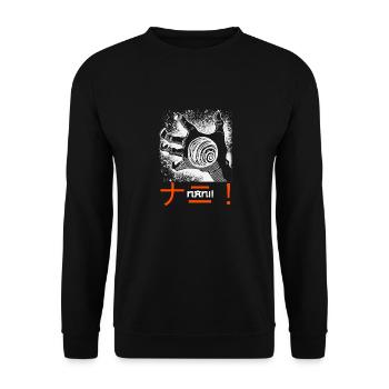 Nani! What? Funny Japanese Anime Gift - Unisex Sweatshirt - black - Front - Alina (178cm) & Michal (187cm)