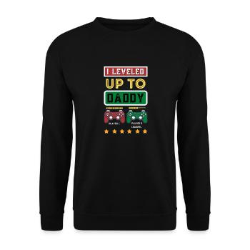 I Leveled Up To Daddy 2021 Funny Soon To Be Dad - Unisex Sweatshirt - black - Front - Alina (178cm) & Michal (187cm)