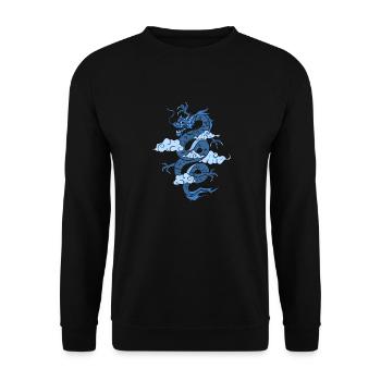 Blue Japanese Dragon Mythical Fantasy Beings - Unisex Sweatshirt - black - Front - Alina (178cm) & Michal (187cm)