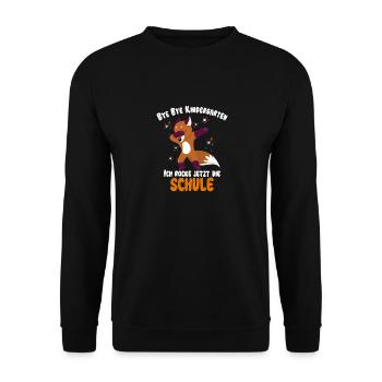 Kindergarten Schule Einschulung Jungs outfit - Unisex Pullover - Schwarz - Vorne - Alina (178cm) & Michal (187cm)