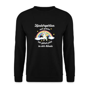 Kindergarten Schule Einschulung Jungs outfit - Unisex Pullover - Schwarz - Vorne - Alina (178cm) & Michal (187cm)