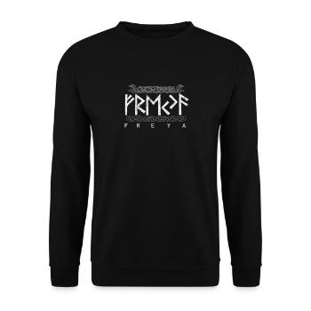 Freya Runic Script Viking Mythology - Unisex Sweatshirt - black - Front - Alina (178cm) & Michal (187cm)