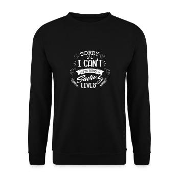 Diligently saving lives EMT ambulance - Unisex Sweatshirt - black - Front - Alina (178cm) & Michal (187cm)