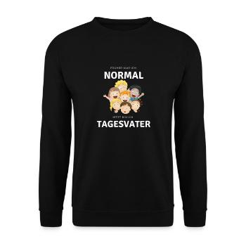Tagesvater Geschenk Abschied Danke lustig - Unisex Pullover - Schwarz - Vorne - Alina (178cm) & Michal (187cm)