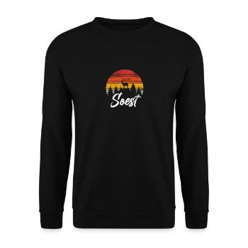 Soest - Stadt Heimat Liebe Geschenk - Unisex Pullover - Schwarz - Vorne - Alina (178cm) & Michal (187cm)