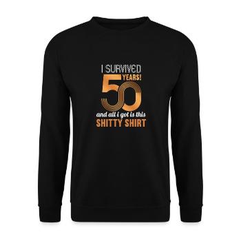 50 ans 50 ans, 50 ans, chemise - Sweat-shirt Unisexe - noir - Devant - Alina (178cm) & Michal (187cm)