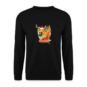 Dabbing Reindeer Xmas In Summer Party Boy - Unisex Sweatshirt - black - Front - Alina (178cm) & Michal (187cm)