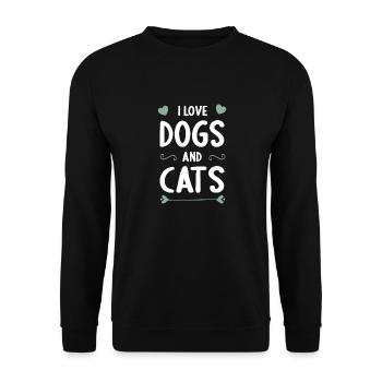I love Dogs and Cats over Dogs over Cats - Sweat-shirt Unisexe - noir - Devant - Alina (178cm) & Michal (187cm)