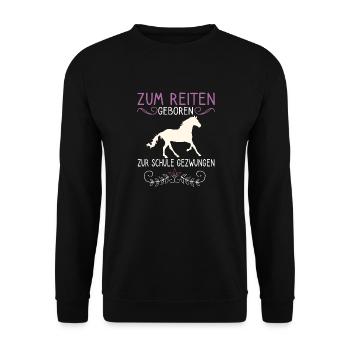 Reitspruch Pferdemädchen Reiten Pferde Motiv - Unisex Pullover - Schwarz - Vorne - Alina (178cm) & Michal (187cm)
