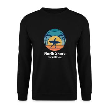 North Shore Oahu Hawaii Surfing Surfer Vintage Sun - Unisex Sweatshirt - black - Front - Alina (178cm) & Michal (187cm)