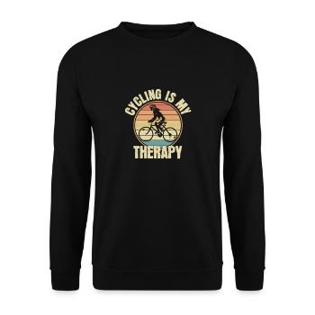 Cycling is my Therapy | Cycling girl Retro - Unisex Sweatshirt - black - Front - Alina (178cm) & Michal (187cm)