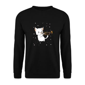 Chatte instrument de musique trompette - Sweat-shirt Unisexe - noir - Devant - Alina (178cm) & Michal (187cm)