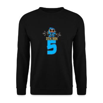 Kinder Ninja Fünfter Geburtstag Samurai Ninja 5 - Unisex Pullover - Schwarz - Vorne - Alina (178cm) & Michal (187cm)
