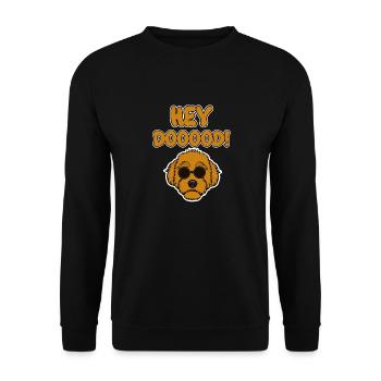 Hey Dooood Ironic Goldendoodle Hund - Unisex Pullover - Schwarz - Vorne - Alina (178cm) & Michal (187cm)