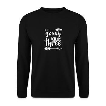 young wild & and three 3 drei Geburtstag - Unisex Pullover - Schwarz - Vorne - Alina (178cm) & Michal (187cm)