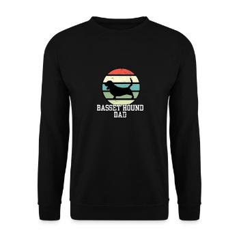 Basset Hound Dad I Retro Basset Dad - Unisex Pullover - Schwarz - Vorne - Alina (178cm) & Michal (187cm)