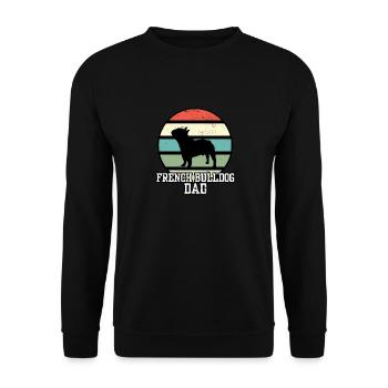 French Bulldog Dad I Retro Frenchie Dad - Unisex Sweatshirt - black - Front - Alina (178cm) & Michal (187cm)