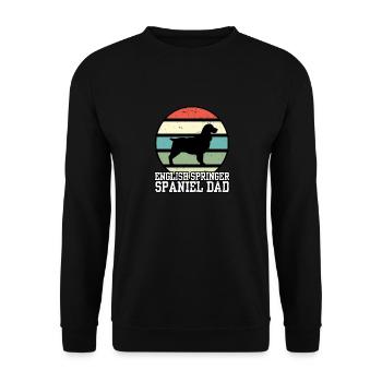 English Springer Spaniel Dad I Retro Spaniel Dad - Unisex Pullover - Schwarz - Vorne - Alina (178cm) & Michal (187cm)