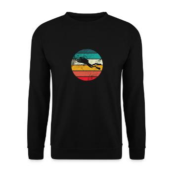 Taucher Geschenk Retro Taucher Tauchen - Unisex Pullover - Schwarz - Vorne - Alina (178cm) & Michal (187cm)