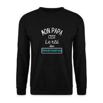 Mon papa c'est le roi des vétérinaires - Sweat-shirt Unisexe - noir - Devant - Alina (178cm) & Michal (187cm)