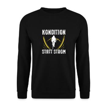 Kondition Statt Strom Fahrrad Anti Akku E-Bike - Unisex Pullover - Schwarz - Vorne - Alina (178cm) & Michal (187cm)