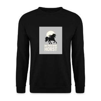 Der Pferd heißt Horst - Unisex Pullover - Schwarz - Vorne - Alina (178cm) & Michal (187cm)