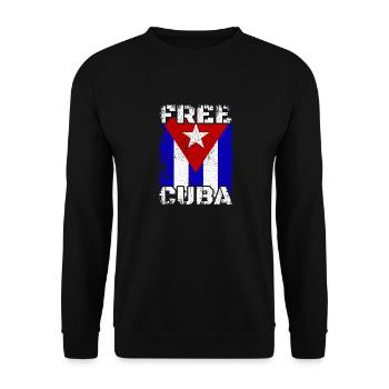 Free Cuba, Cuban Revolution Flag - Unisex Pullover - Schwarz - Vorne - Alina (178cm) & Michal (187cm)